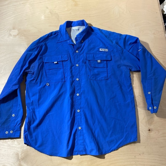 Columbia PFG Royal Blue Button-Up Shirt Large (NM) - Picture 4 of 11